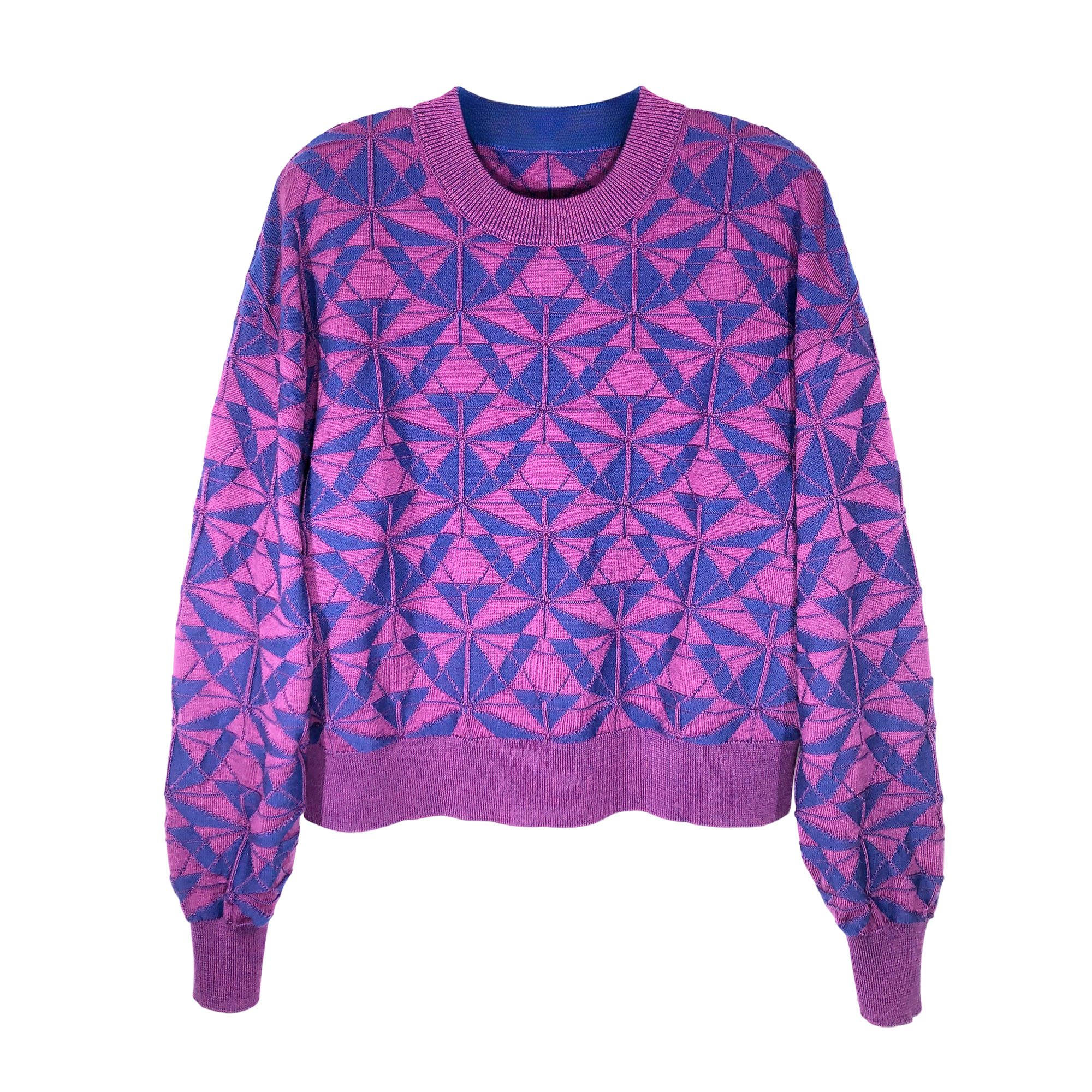 MANLY MERINO CREW NECK PULLOVER in ORCHID MARINE
