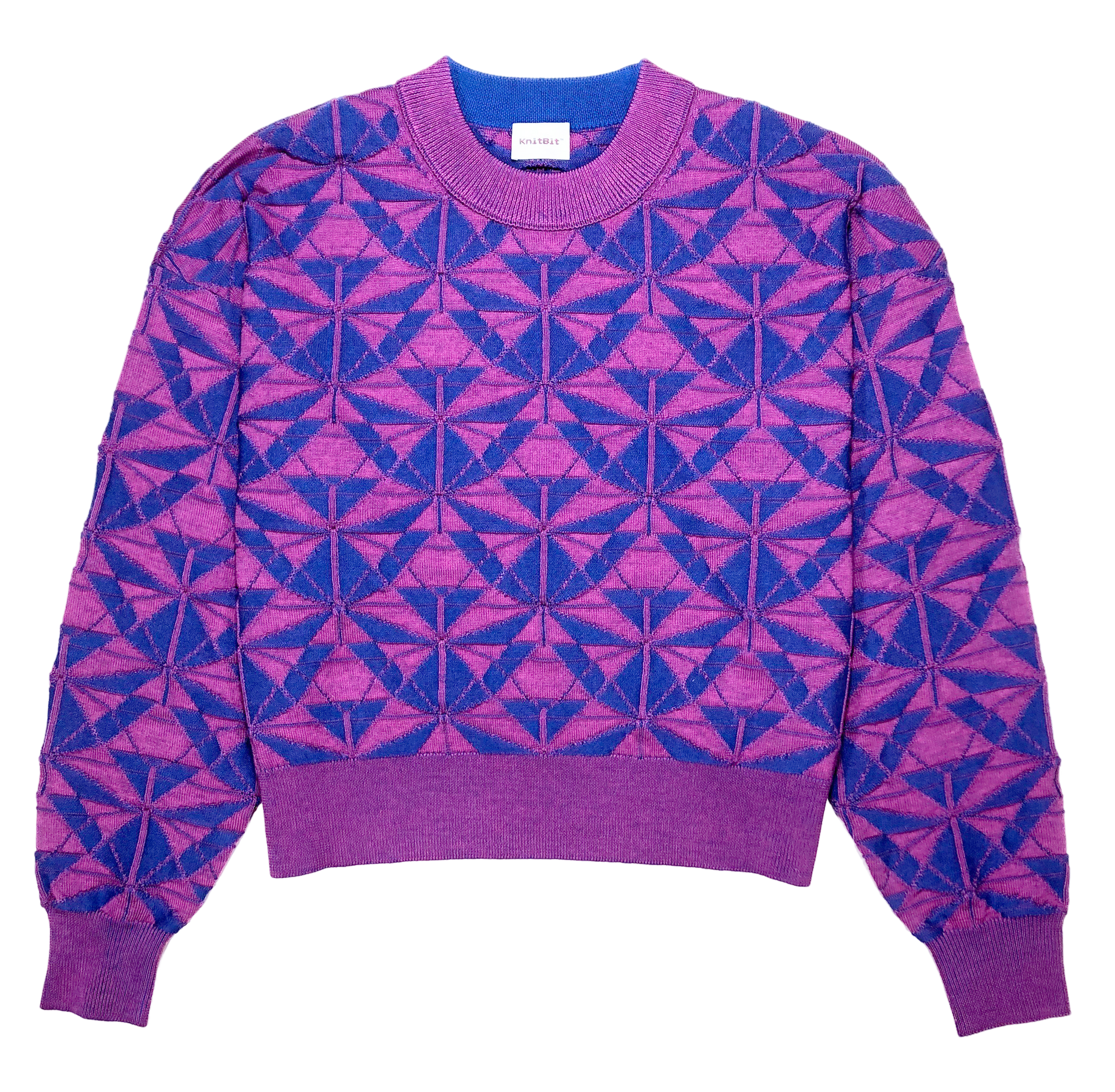 MANLY MERINO CREW NECK PULLOVER in ORCHID MARINE